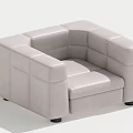 Light Gray Leather Single Sofa with Modern Square Block Design for Living Room 3d model