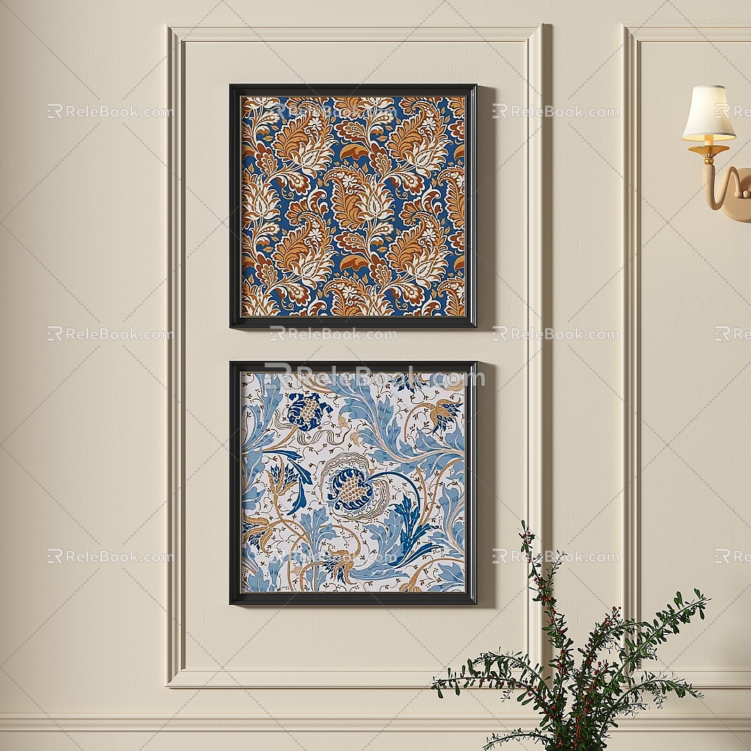 French Chinese style decorative painting 3d model