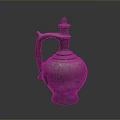 Traditional Handcrafted Reddish Brown Clay Vessel Sculpture Carving With Handle Lid And Texture
