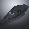 Futuristic Black Boat Concept Streamlined Design With Cockpit And Seats