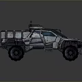 Rugged Off Road Car With Large Tires And Roof Mounted Gear