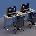 Modern Computer Lab Classroom With Ergonomic Desks Computers And Learning Workstations Setup 3d model
