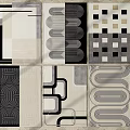 Modern Square Rugs Collection with Geometric Patterns and Neutral Color Designs 3d model