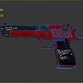 Red And Black Desert Eagle Pistol With .50 AE Caliber And Distinctive Design