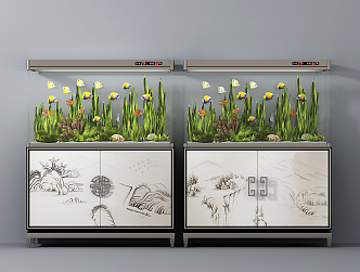 New Chinese style fish tank door combination 3d model