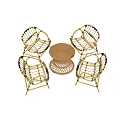 Modern Rattan Table And Chair Set With Four Wicker Chairs And Round Top