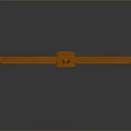 Orange Block Mechanical Game Character With Long Body And Horizontal Supports On Gray Background