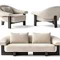 Modern Two Seater Sofa Beige Fabric With Black Wooden Legs and Matching Cushions Design