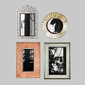 Various Decorative Mirrors With Ornate Frames Including Rectangular And Circular Designs Reflecting Indoor Scenes 3d model