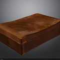 Rectangular Classic Brown Leather Storage Box With Stitched Edges And Smooth Surface