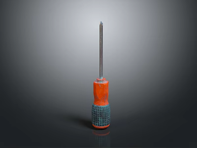 Professional Hardware Tool Screwdriver With Orange Handle And Metal Shaft Design 3d model