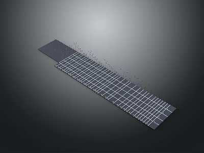 Modern Long Flat Grid Panel With Structured Pattern On Dark Background 3d model
