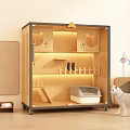 Wooden Pet Crate With Cat Shaped Cutouts Litter Box Shelves Scratching Post On Wheels