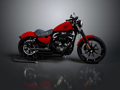 Red Motorcycle With Black Seat And Wheels On Gray Background Modern Design 3d model
