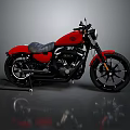 Red Motorcycle With Black Seat And Wheels On Gray Background Modern Design