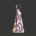 White Long Floral Print V Neck Evening Dress For Women Elegant Style