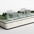 Sand Table With Modern High Rise Buildings Green Spaces Roads Cars And Landscape Design