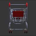Mini Shopping Cart with Red Wheels Handle and Metal Frame on Gray