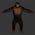 Standing Chimpanzee With Outstretched Arms And Muscular Build In Detailed 3D Rendering