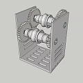 Mechanical Gear Assembly With Shafts In Metal Frame Structure Design 3d model