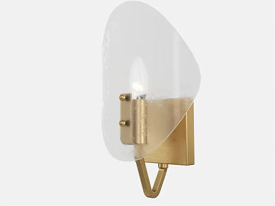 Modern Wall Lamp With Transparent Glass Shade And Golden Metal Base 3d model