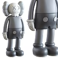 Three Gray KAWS Style Dolls With XX Eyes Round Ears And Shorts Decorative Figures