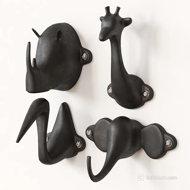 Modern Black Wall Hooks With Stylish Design For Home Decor And Organization 3d model 