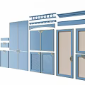 Blue Chinese Style Door And Window Components With Various Decorative Patterns 3d model