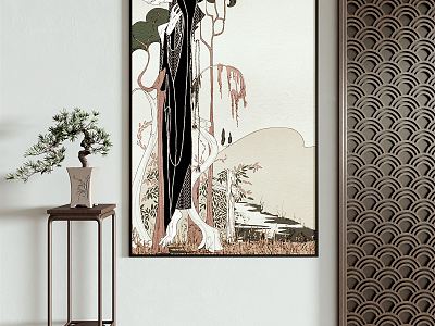 New Chinese Decorative Painting Hanging Painting 3d model