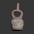 Pink Decorative Sculpture Carving With Loop Handles And Intricate Base Patterns
