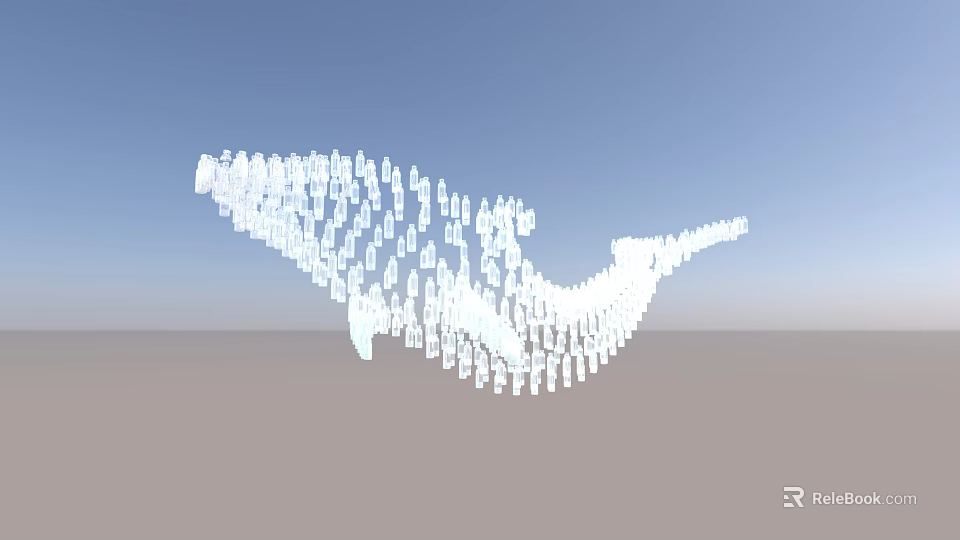 White Pendant Decoration Composed of Small Pieces with Streamlined Artistic Curved Design 3d model 