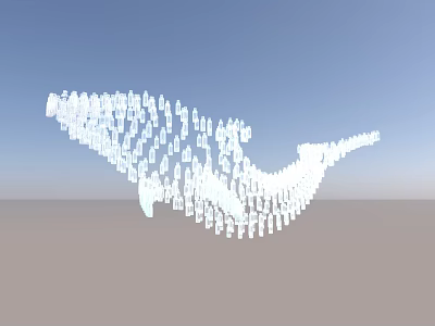 White Pendant Decoration Composed of Small Pieces with Streamlined Artistic Curved Design 3d model