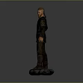 Game Movie Character Medieval Armored Warrior With Long Hair Beard Holding Sword On Stone Base