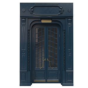 European-style double door solid wood single door double door 3d model