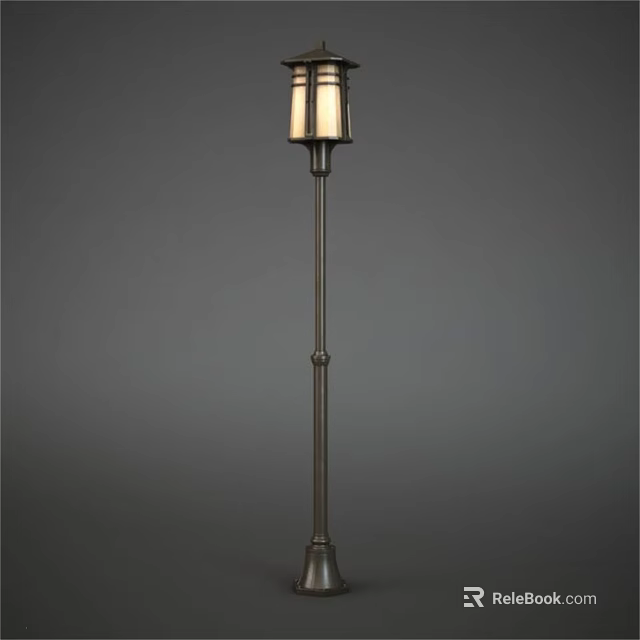 Vintage Outdoor Floor Lamp With Metal Pole And Glass Shade For Garden Decoration 3d model 