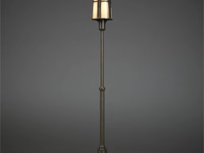 Vintage Outdoor Floor Lamp With Metal Pole And Glass Shade For Garden Decoration 3d model