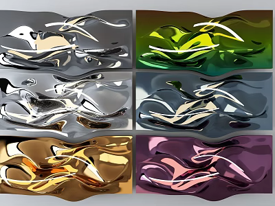 Abstract Metallic Wall Decor With Flowing Shapes In Multiple Colors 3d model