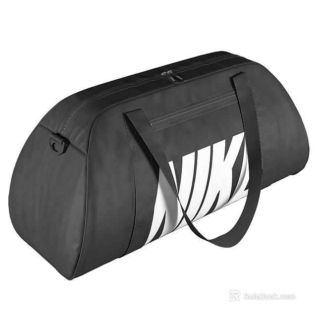 Black Nike Duffel Bag With White Logo For Sports And Travel Use 3d model 