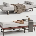 Plush Ottoman With Soft Pillows Blanket Decorative Side Table Cups And Metal Legs