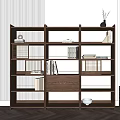 New Chinese-style Bookshelf Multi-layer Solid Wood Bookcase 3d model