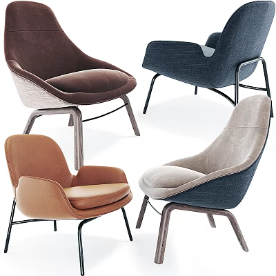 Modern Single Sofa Collection With Various Colors Upholstered Fabric And Metal Wooden Legs 3d model