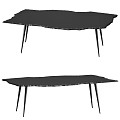 Modern Black Coffee Table With Irregular Shape And Metal Legs Design