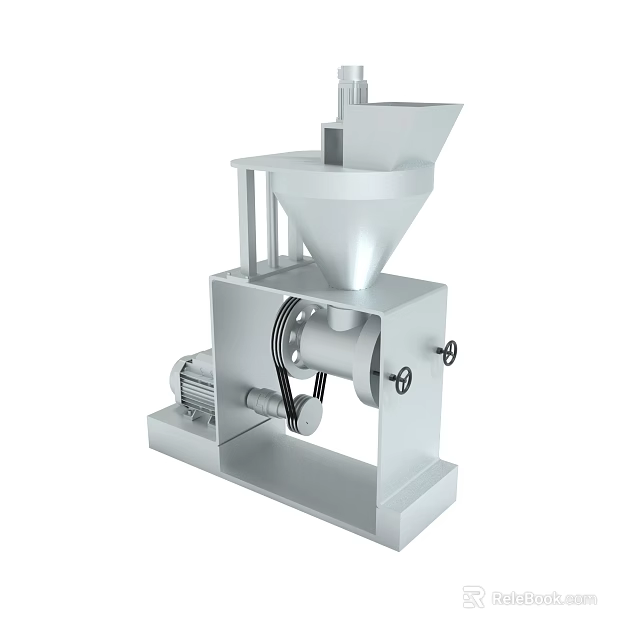 Silver Industrial Machine With Hopper And Motor Structure 3d model 