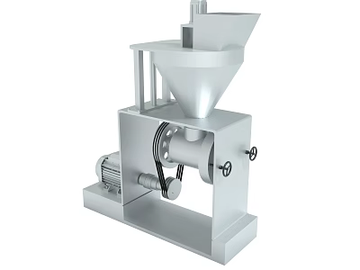 Silver Industrial Machine With Hopper And Motor Structure 3d model