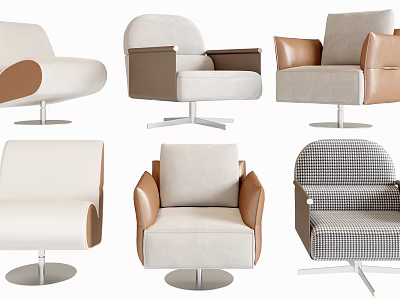 Modern Single Sofa Collection With Various Styles Beige Brown Upholstery And Metal Bases 3d model