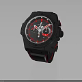 Stylish Black Watch With Red Accents Chronograph Dial And Silicone Strap