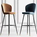 Modern Colorful Bar Stools With Velvet Upholstery And Metal Legs Design