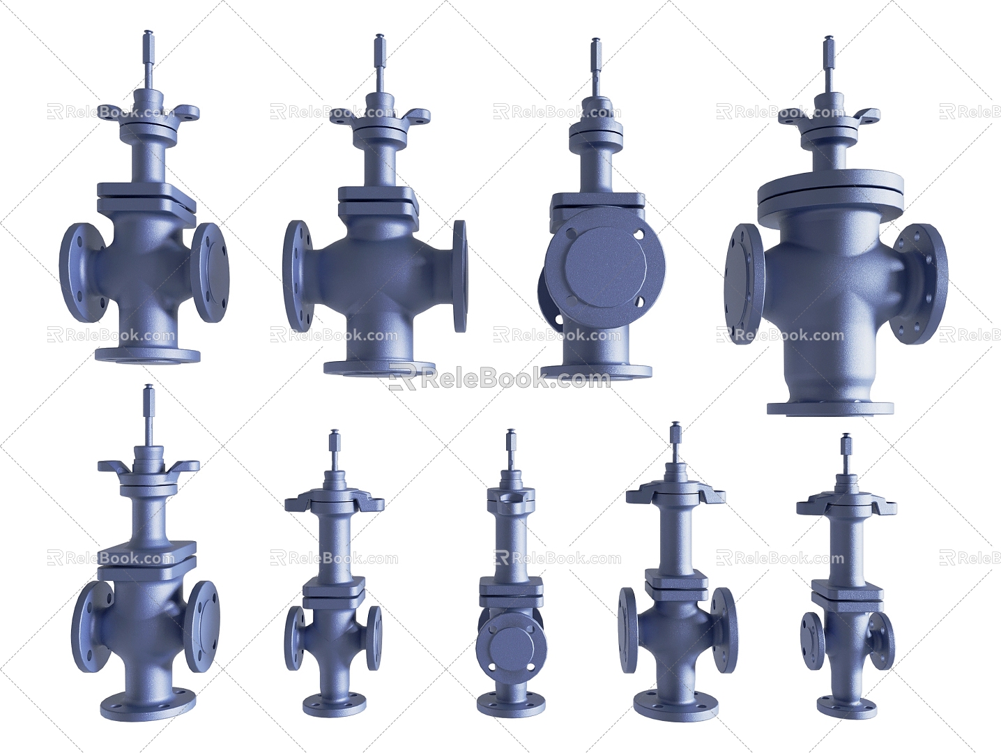 Pipeline valve regulating valve pneumatic valve control valve industrial hardware components 3d model