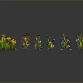 Colorful Decorative Plants With Vibrant Yellow Pink And Blue Flowers