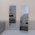 Stylish Standing Mirrors in Modern Living Room with Sofa and Wall Art